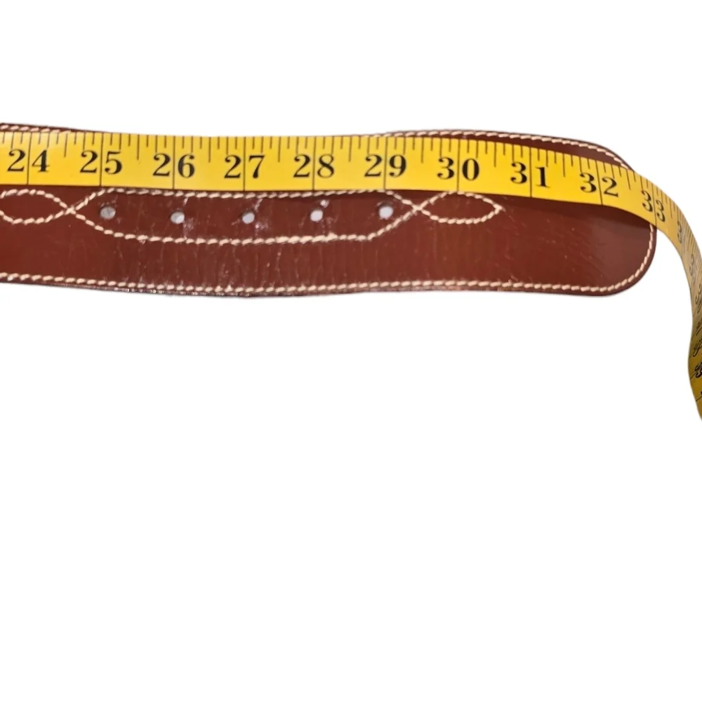 DMP Vintage Western Brown Leather Belt with Silver Buckle